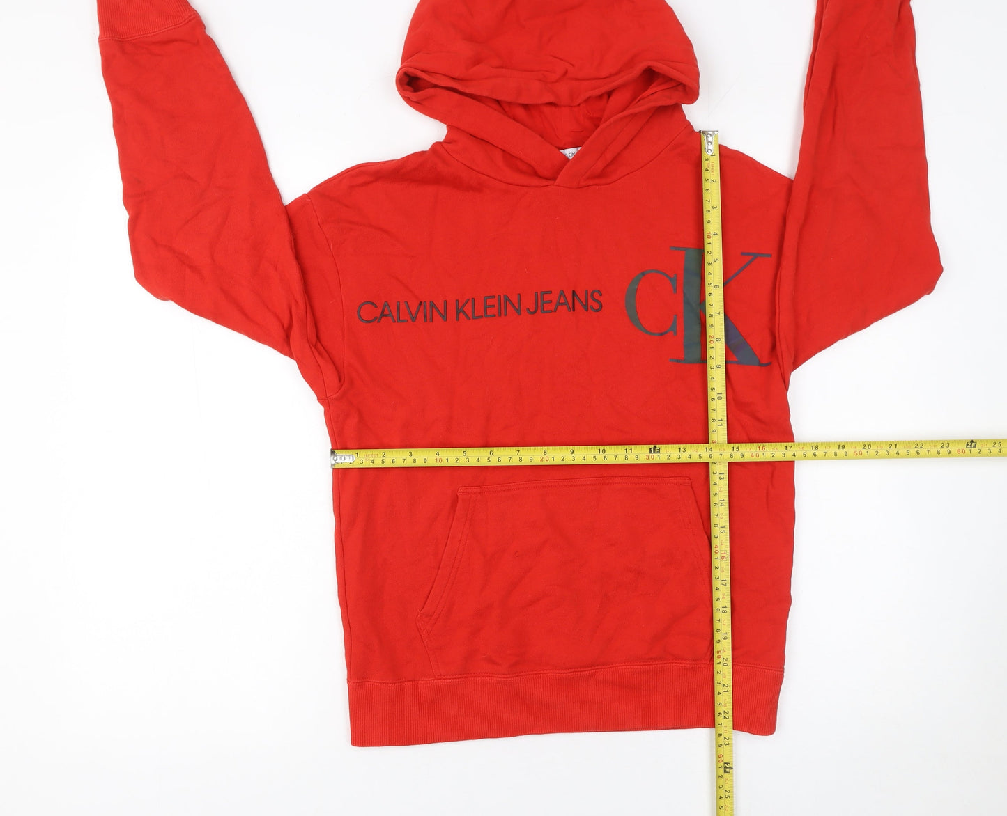 Boys UK Size 14 Years Calvin Klein Jeans Red Pullover Hoodie