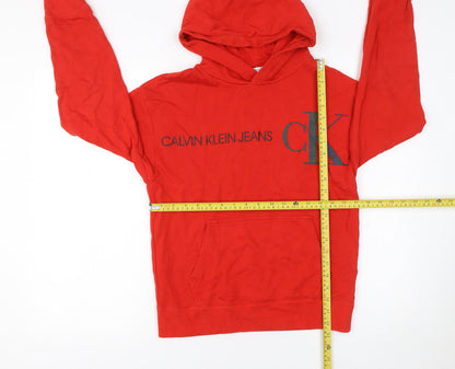 Boys UK Size 14 Years Calvin Klein Jeans Red Pullover Hoodie
