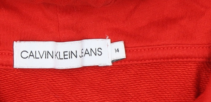 Boys UK Size 14 Years Calvin Klein Jeans Red Pullover Hoodie