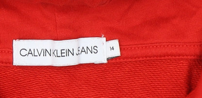 Boys UK Size 14 Years Calvin Klein Jeans Red Pullover Hoodie