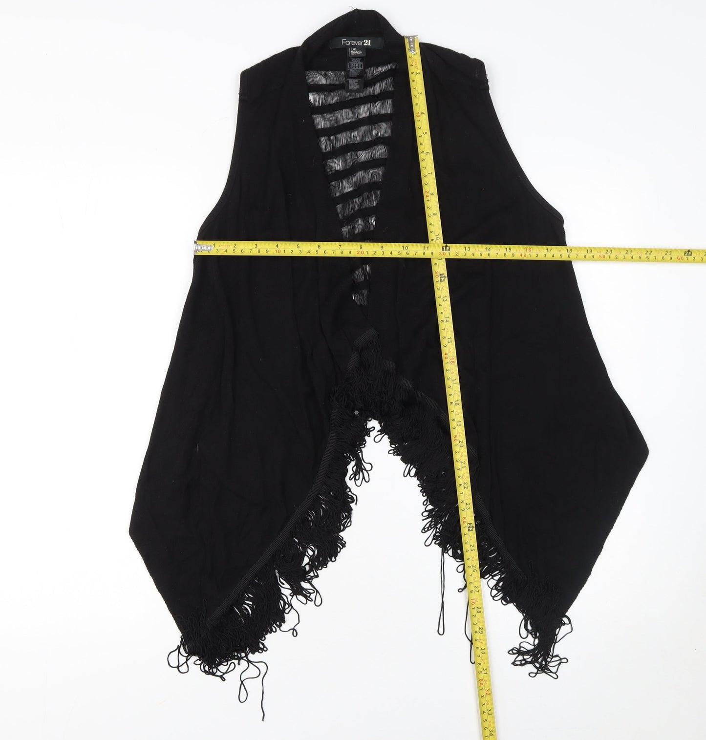 Womens UK Size L FOREVER 21 Black Vest Jumper