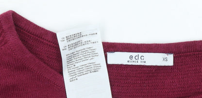 edc Women’s Red Cotton Blend Knit Jumper XS Long Sleeve