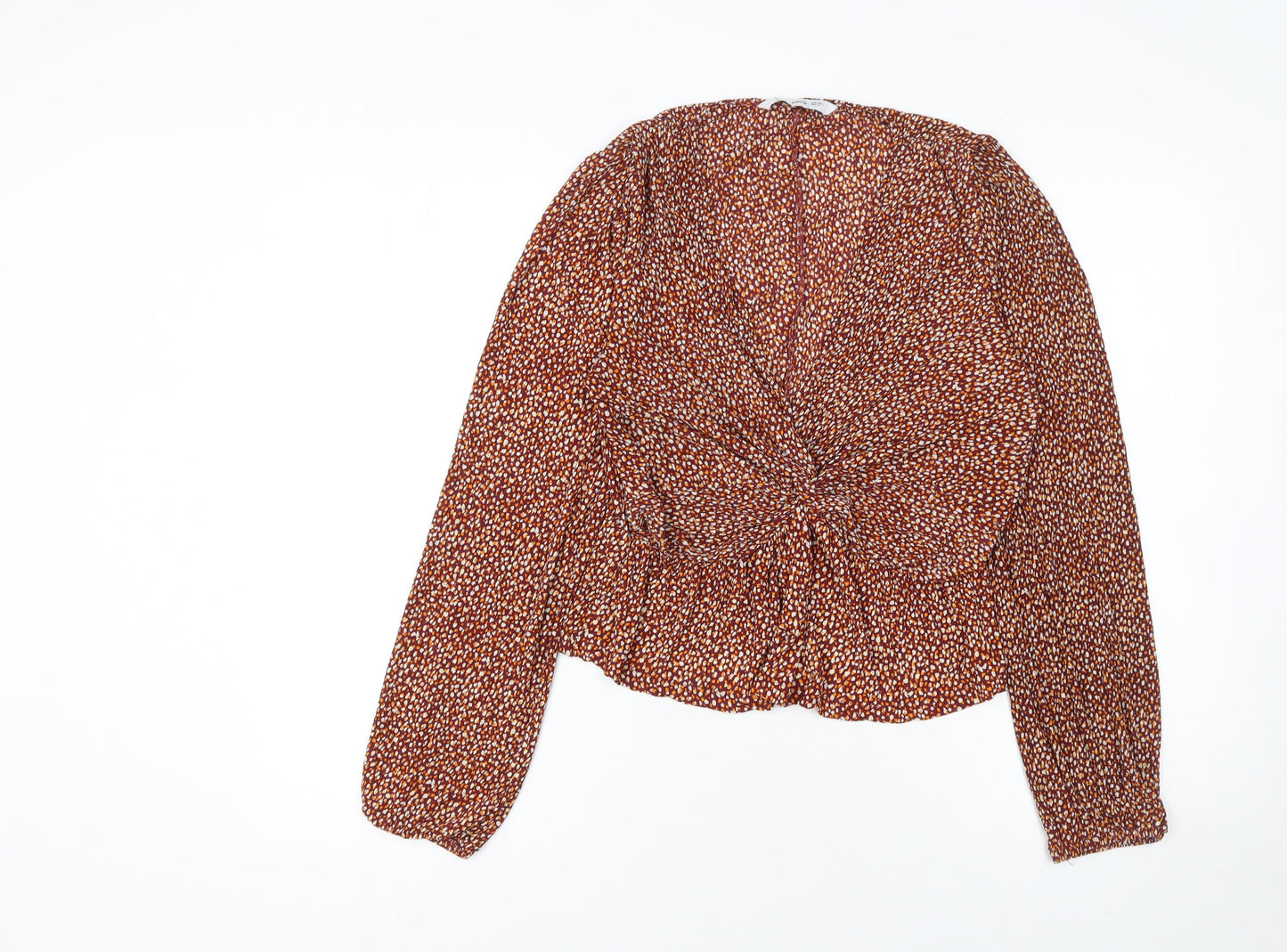 Womens UK Size L Mango Brown Tunic Blouse