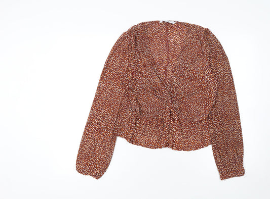 Womens UK Size L Mango Brown Tunic Blouse