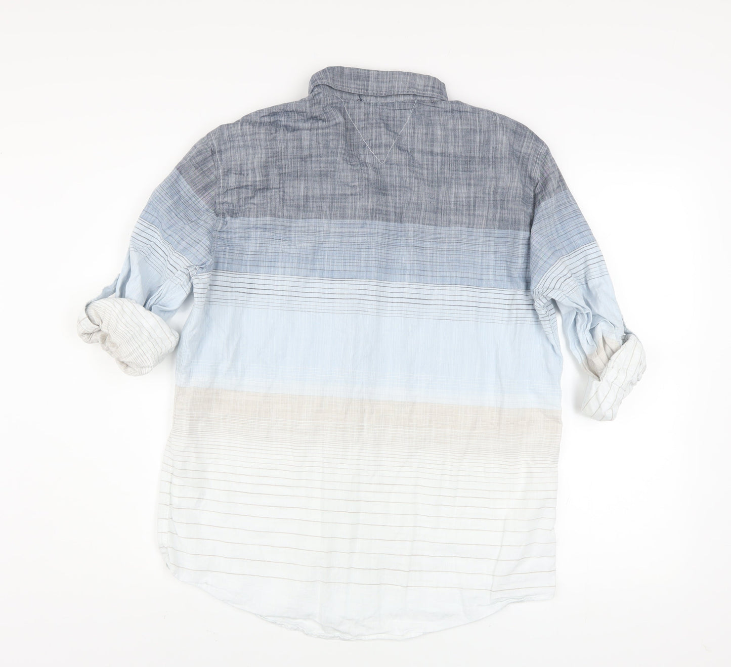 LC Waikiki Men's Blue Striped Cotton Button-Up Shirt Size L Regular Fit