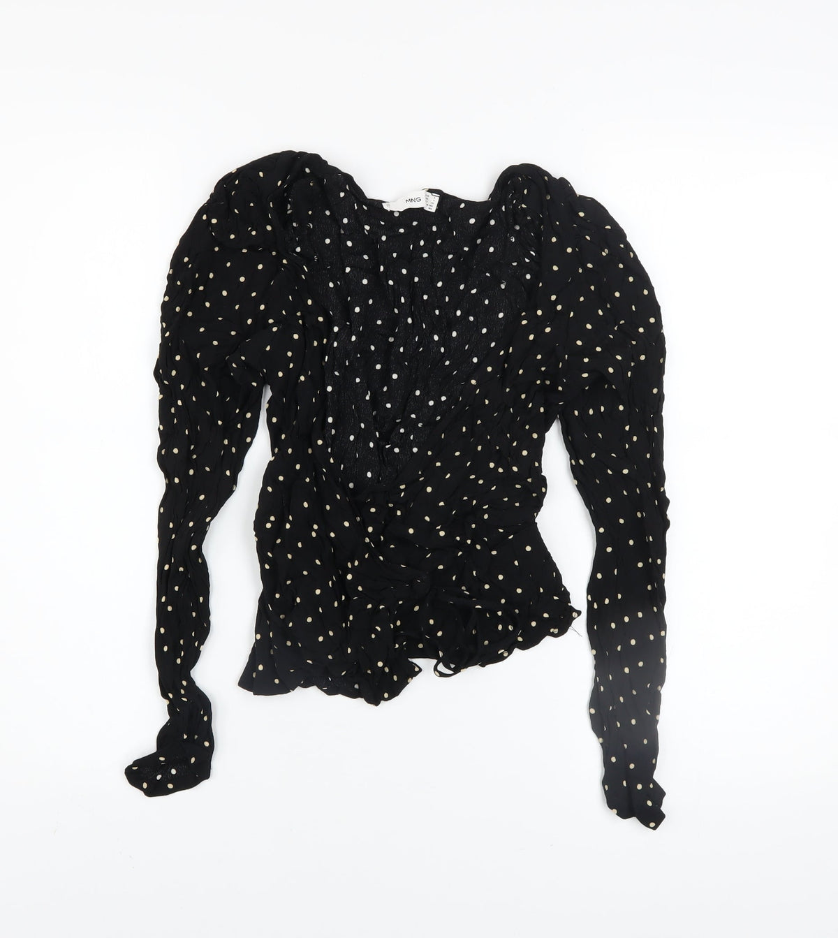 Womens UK Size 8 MNG Black Wrap Blouse