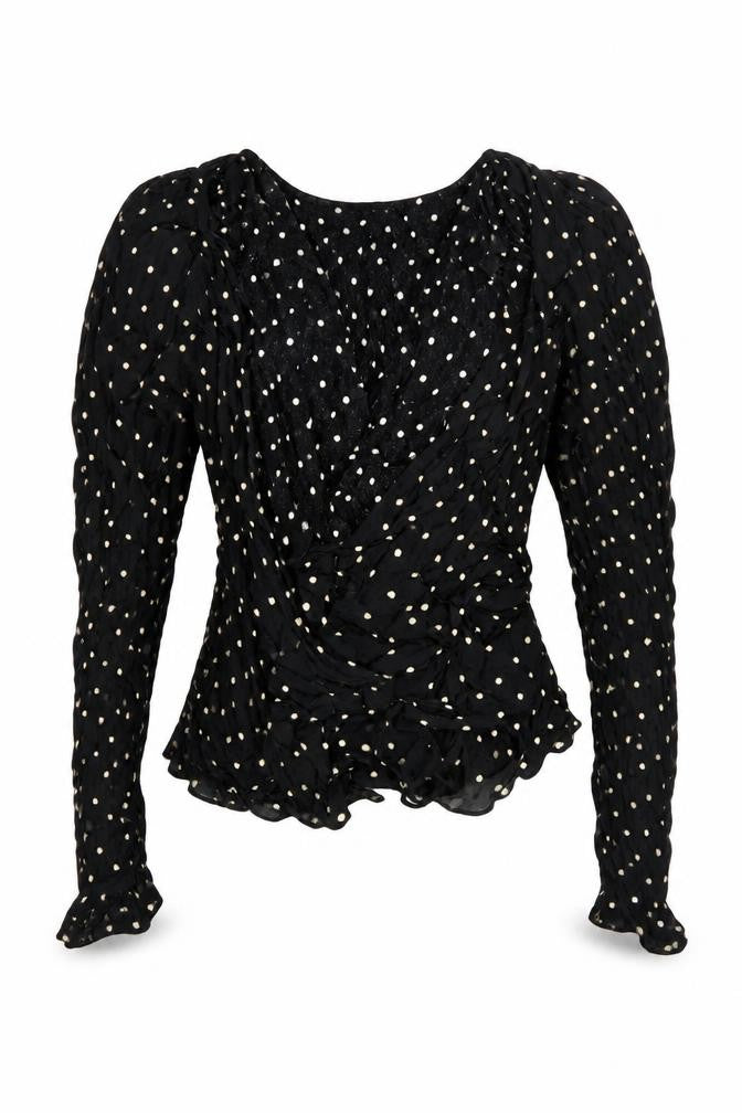 Womens UK Size 8 MNG Black Wrap Blouse