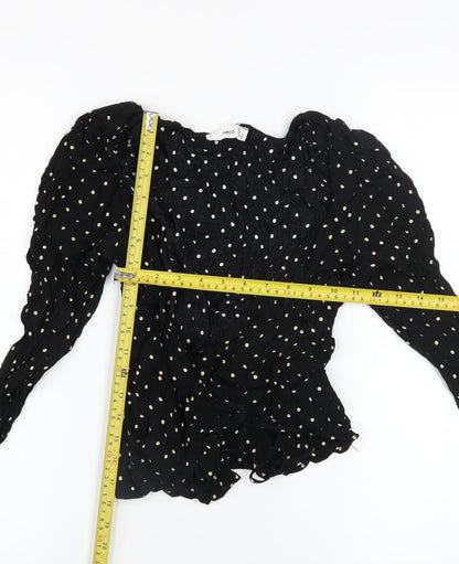 Womens UK Size 8 MNG Black Wrap Blouse