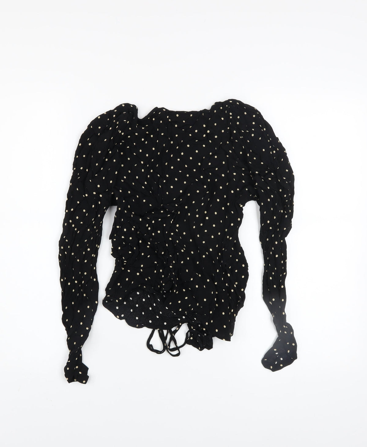 Womens UK Size 8 MNG Black Wrap Blouse
