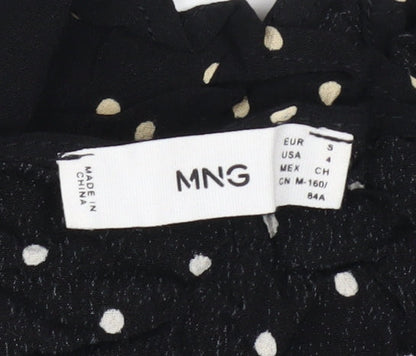 Womens UK Size 8 MNG Black Wrap Blouse
