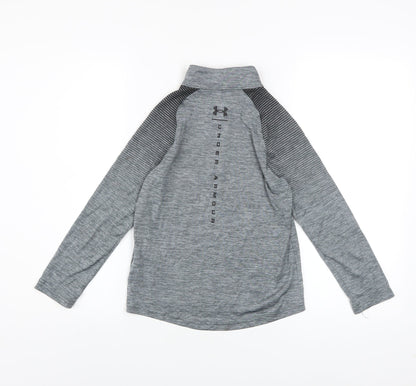 Under Armour Boys Grey 1/4 Zip Long Sleeve Pullover Sweatshirt 7-8 Years