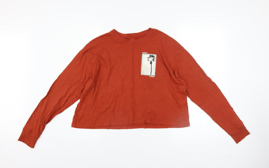 Womens UK Size XS Hollister Brown Cropped T-Shirt