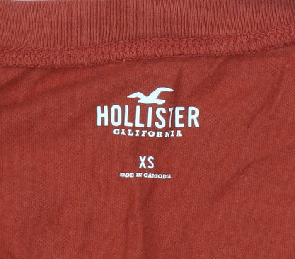 Womens UK Size XS Hollister Brown Cropped T-Shirt