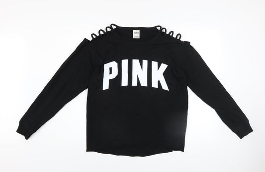 Womens UK Size XS Victoria's Secret Black Pullover Sweatshirt