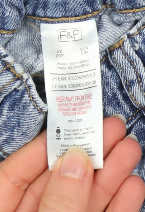 Girls UK Size 2-3 Years F&F Regular Fit Straight Jeans