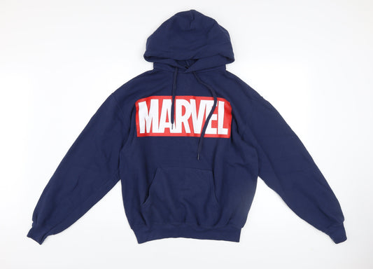 Mens UK Size M Marvel Blue Pullover Hoodie