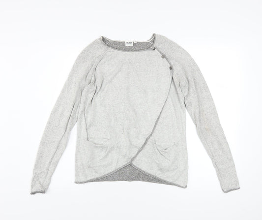 Womens UK Size M Object Grey Wrap Sweatshirt