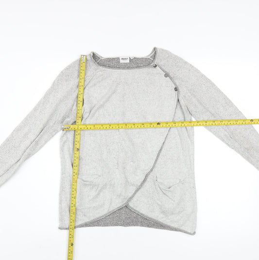 Womens UK Size M Object Grey Wrap Sweatshirt