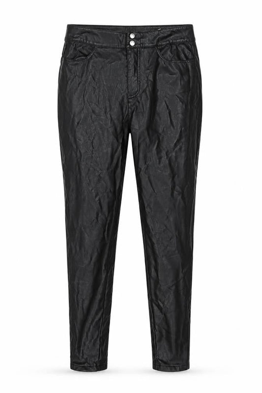 Front view of Only women’s black faux leather high rise skinny leggings m