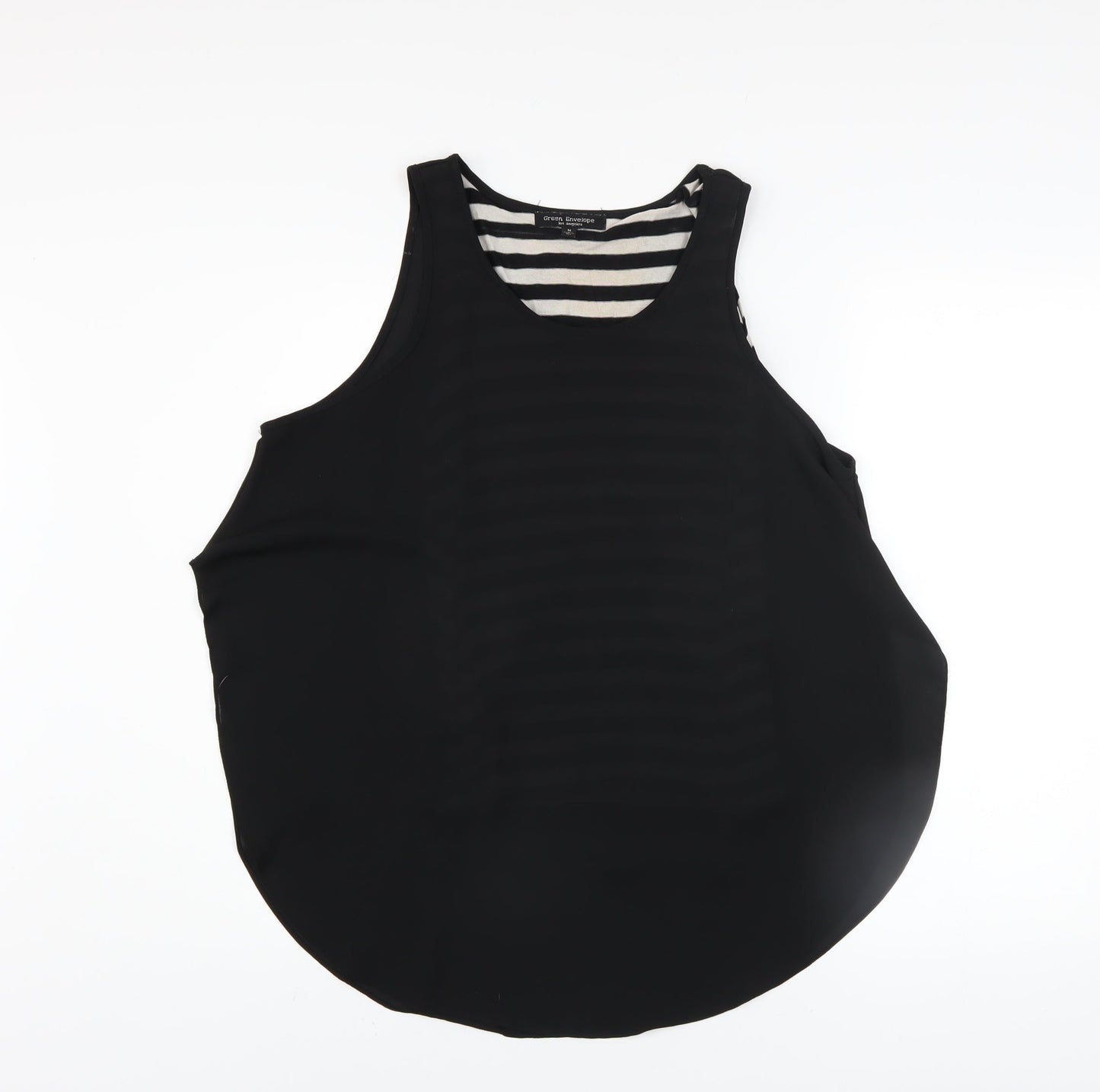Womens UK Size M Green Envelope Black Basic Tank