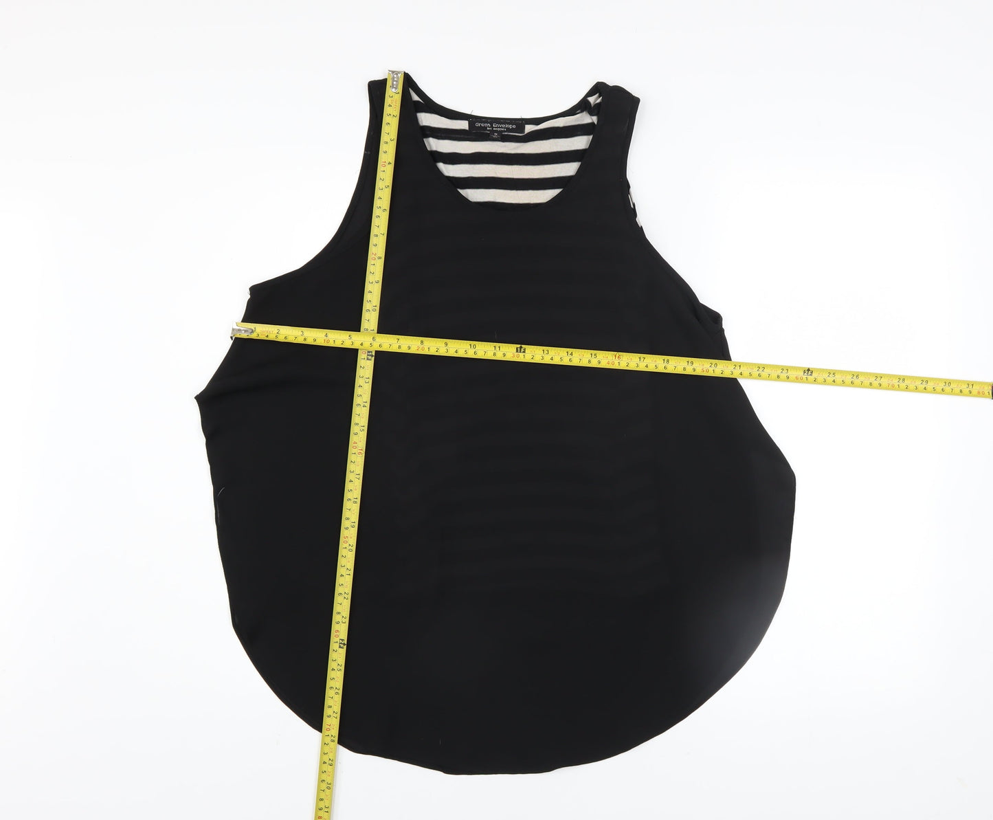 Womens UK Size M Green Envelope Black Basic Tank