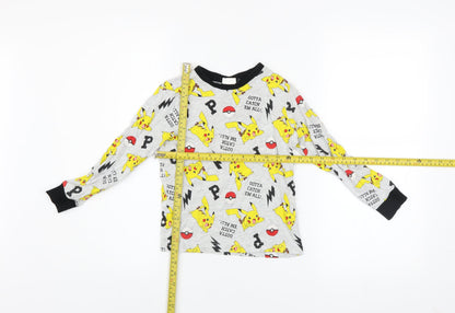 Pokémon Boys Grey Pikachu Long Sleeve Pyjama Top 6-7 Years