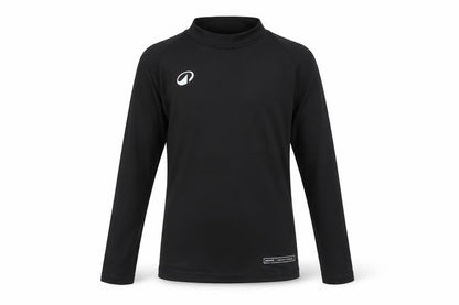 Front view of Decathlon boys’ black long sleeve athletic mock neck top 8-9 years