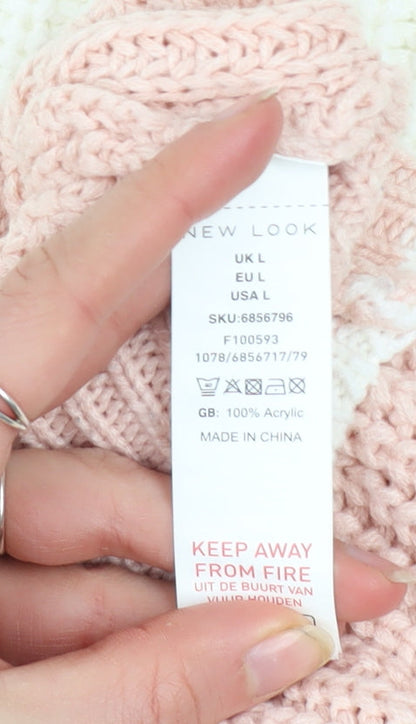Womens UK Size L New Look Pink Pullover Jumper