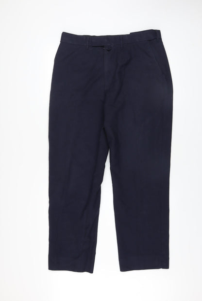 Mens UK Size 36 Vard Regular Fit Dress Pants Blue Trousers