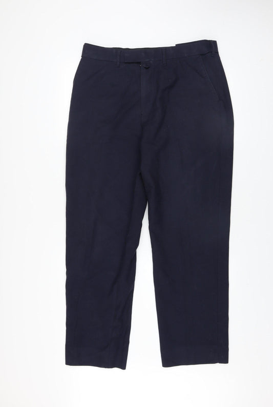 Mens UK Size 36 Vard Regular Fit Dress Pants Blue Trousers