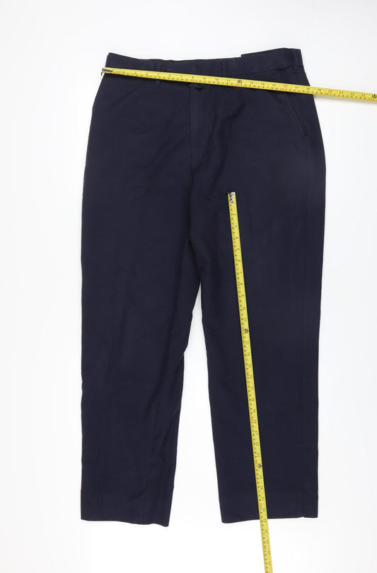 Mens UK Size 36 Vard Regular Fit Dress Pants Blue Trousers