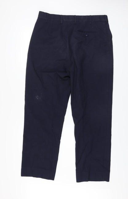 Mens UK Size 36 Vard Regular Fit Dress Pants Blue Trousers