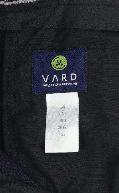 Mens UK Size 36 Vard Regular Fit Dress Pants Blue Trousers