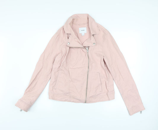 Womens UK Size M Old Navy Pink Biker Coat