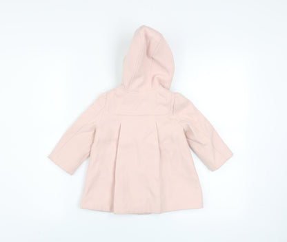 Baby GAP Girls Pink Faux Fur Hood Duffle Coat 18-24 Months Lined Winter