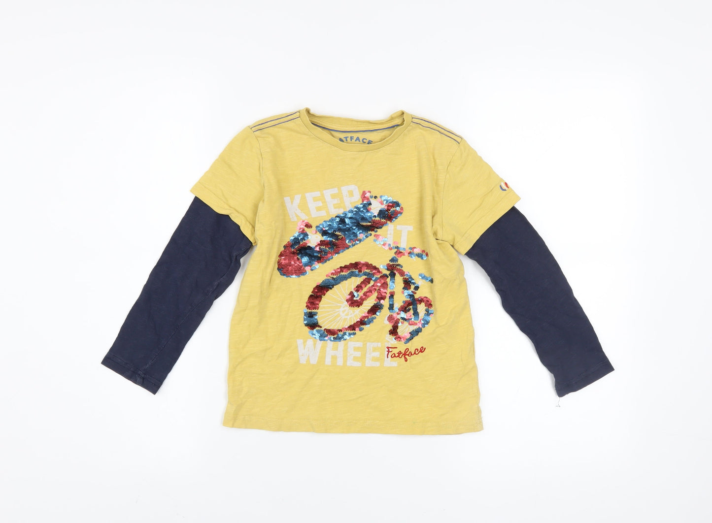 Boys UK Size 6-7 Years FatFace Yellow Basic T-Shirt