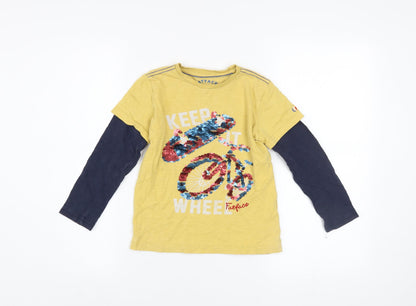 Boys UK Size 6-7 Years FatFace Yellow Basic T-Shirt