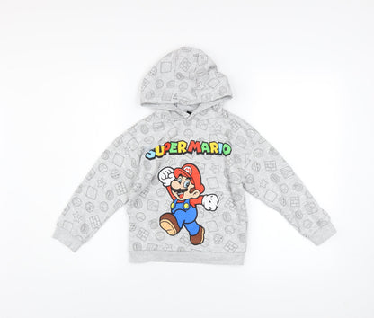 Boys UK Size 6-7 Years Super Mario Grey Pullover Hoodie