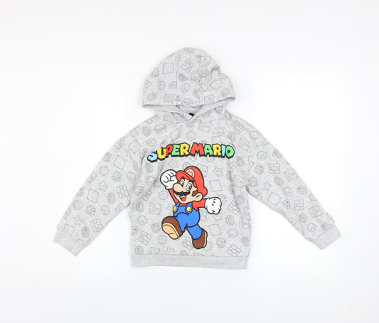 Boys UK Size 6-7 Years Super Mario Grey Pullover Hoodie