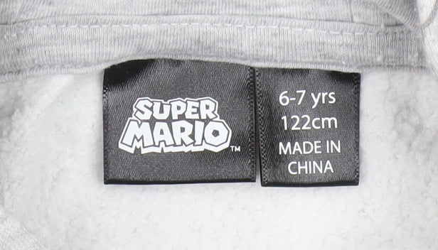 Boys UK Size 6-7 Years Super Mario Grey Pullover Hoodie
