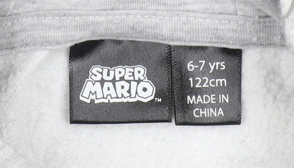 Boys UK Size 6-7 Years Super Mario Grey Pullover Hoodie