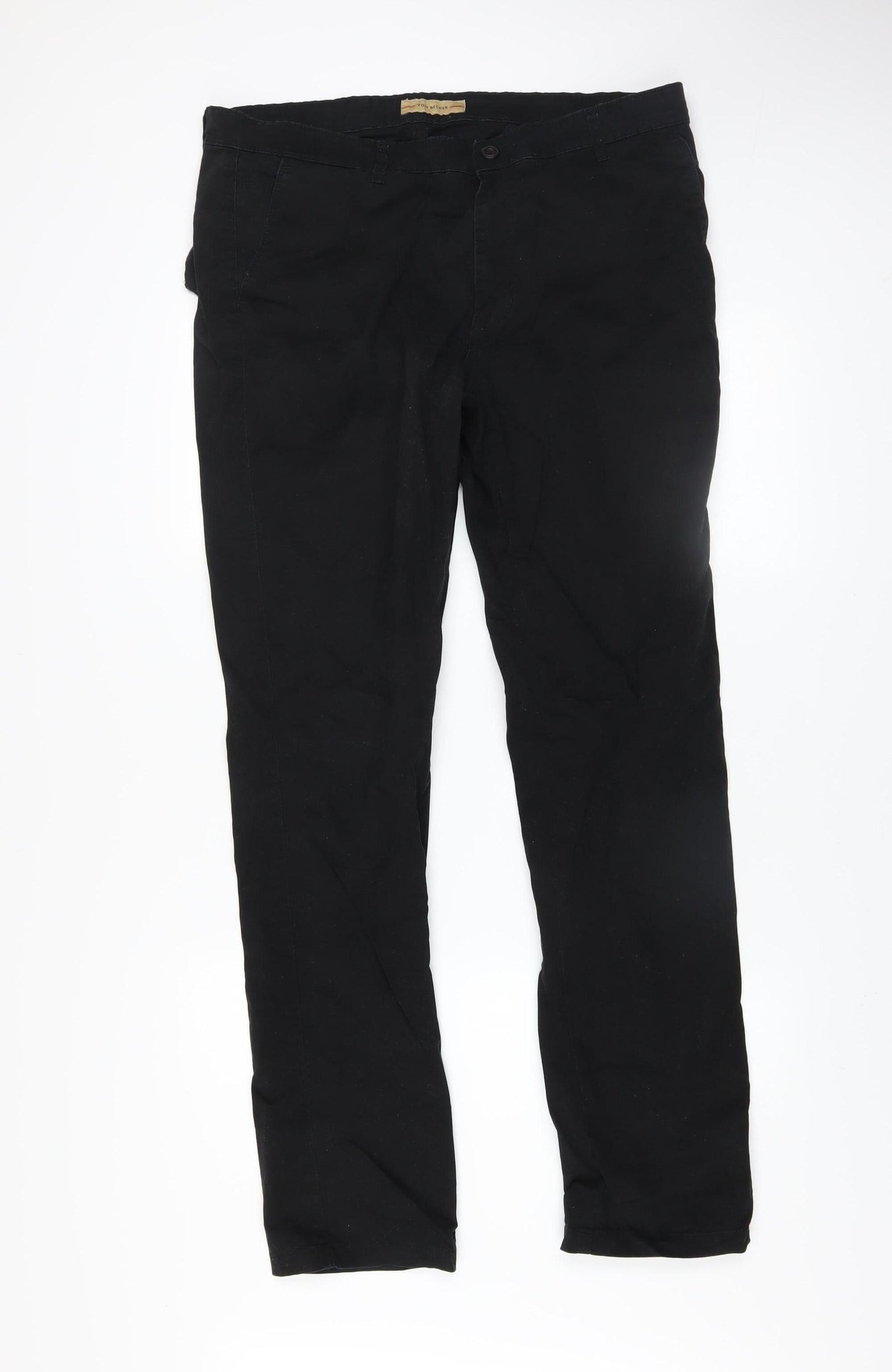 Mens UK Size 36 Tom Becker Regular Fit Chino Black Trousers