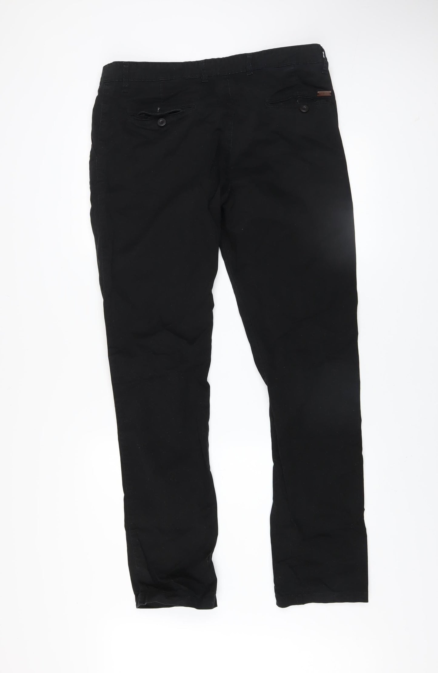 Mens UK Size 36 Tom Becker Regular Fit Chino Black Trousers
