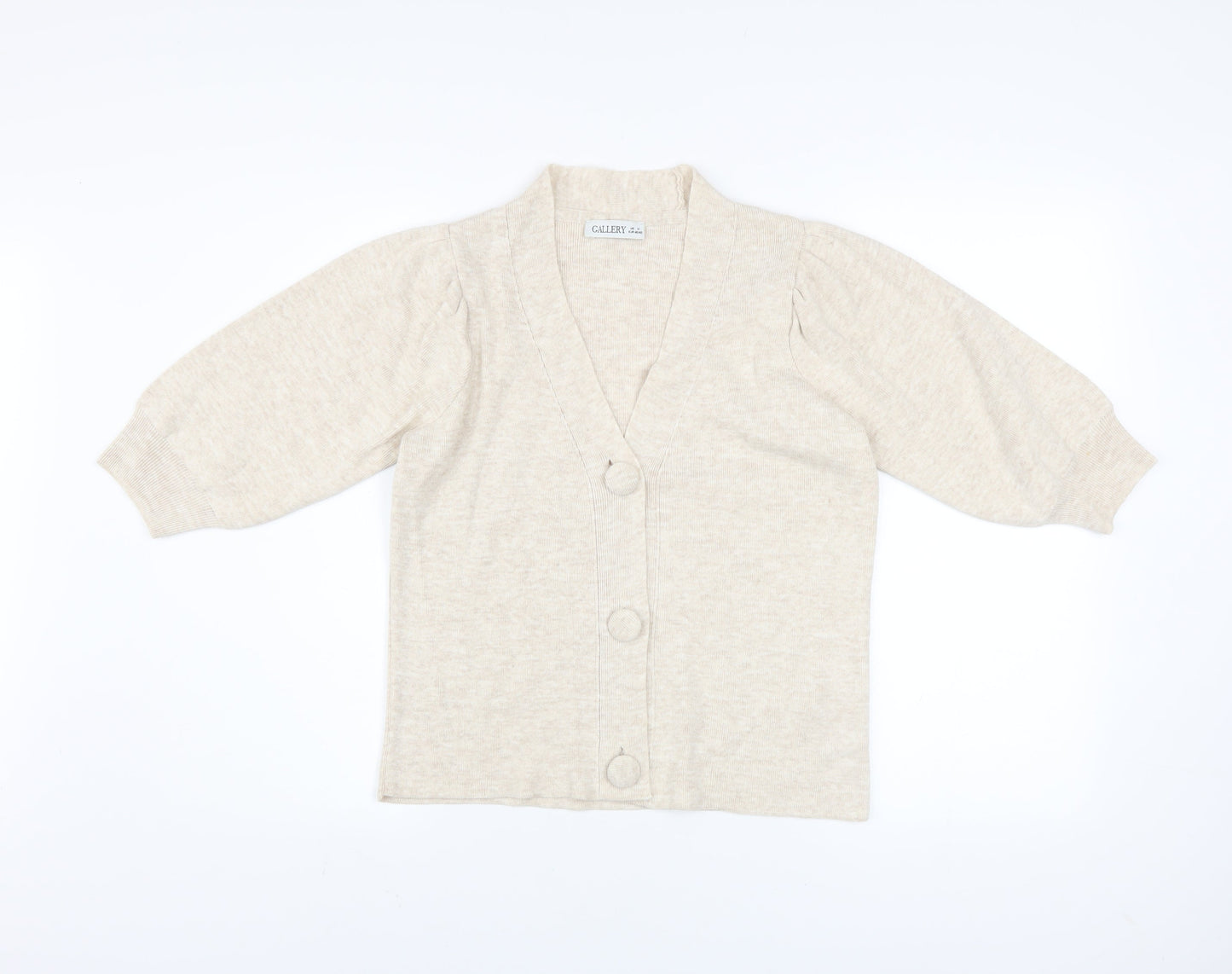 Womens UK Size M Gallery Beige Cardigan Jumper