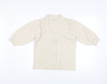 Womens UK Size M Gallery Beige Cardigan Jumper