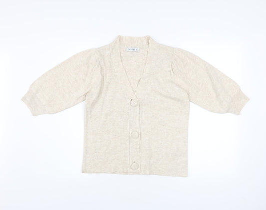 Womens UK Size M Gallery Beige Cardigan Jumper
