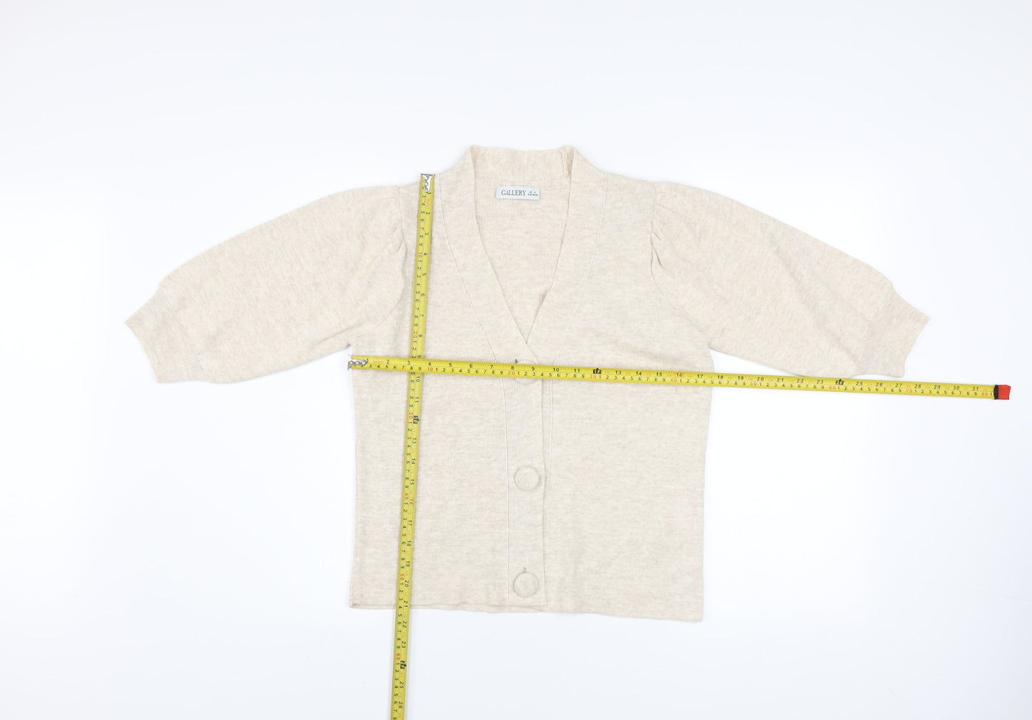 Womens UK Size M Gallery Beige Cardigan Jumper