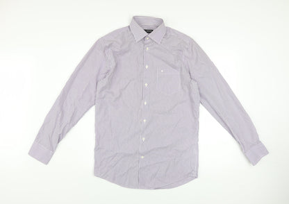 Seidensticker Men Purple Striped Slim Fit Long Sleeve Cotton Shirt 15in