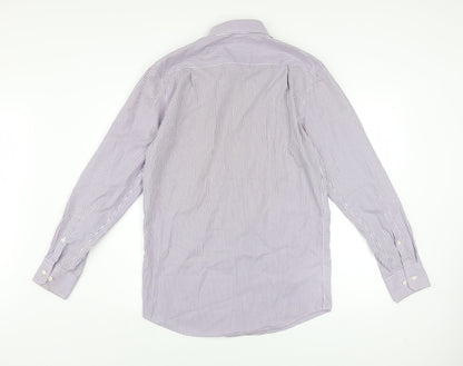 Seidensticker Men Purple Striped Slim Fit Long Sleeve Cotton Shirt 15in