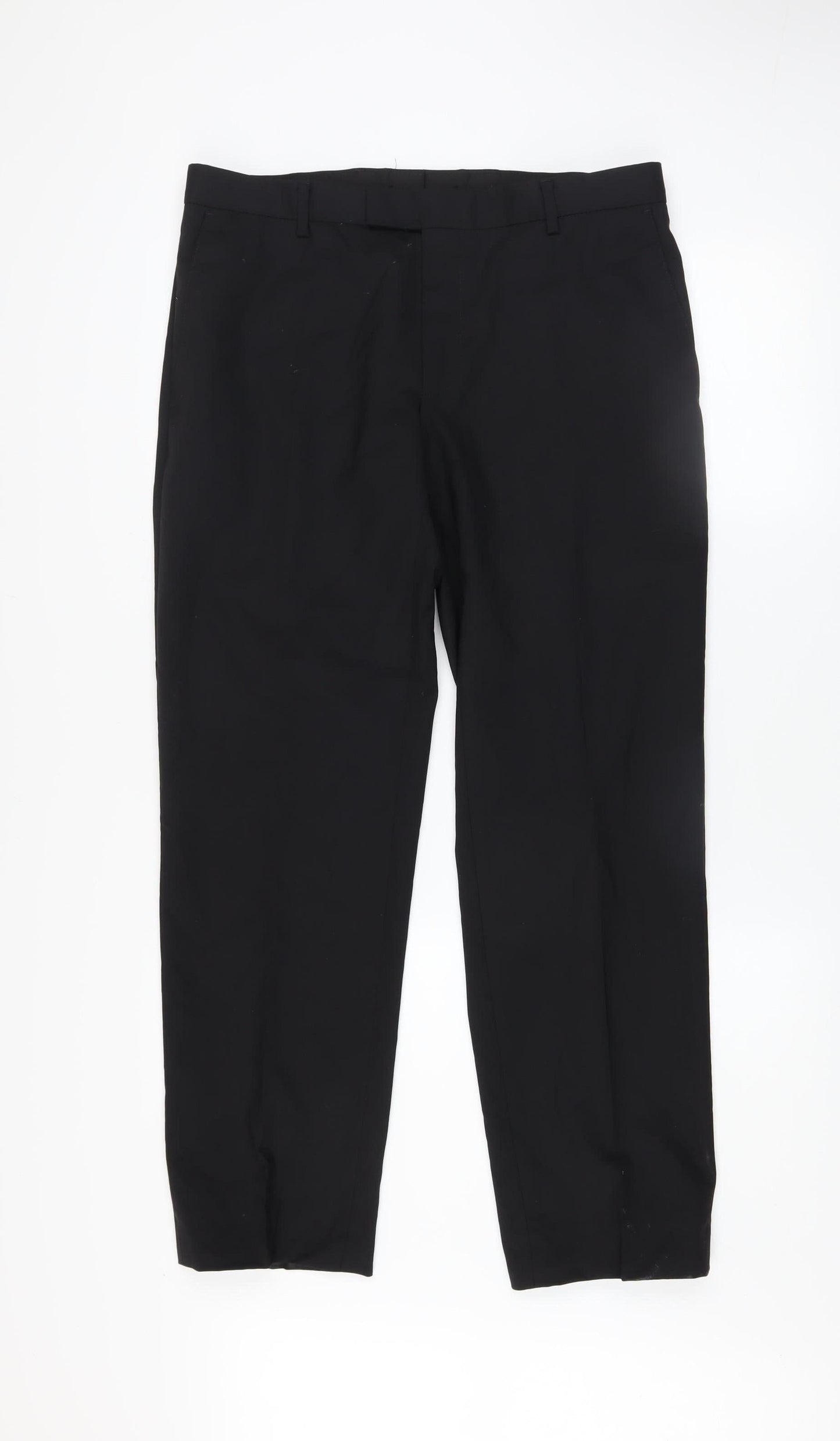 Mens UK Size M Strellson Regular Fit Dress Pants Black Trousers
